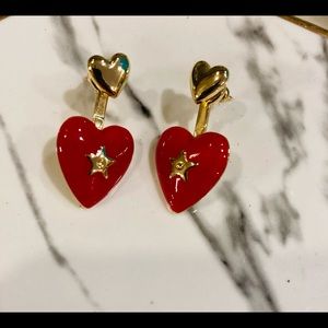 Dior Red Enamel Heart Earrings